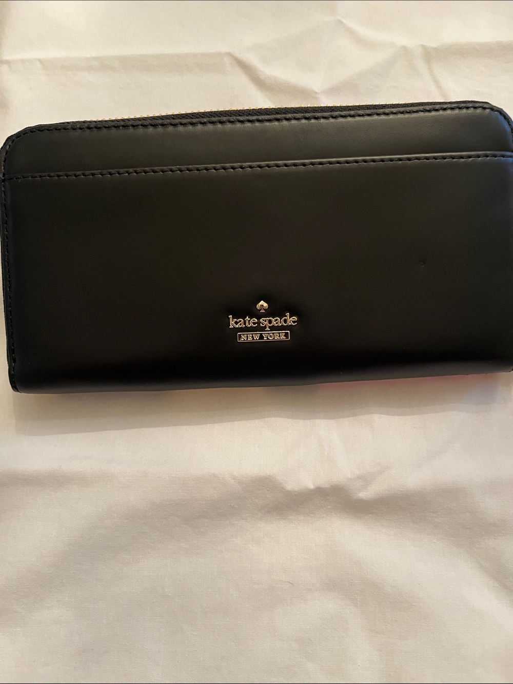 kate spade Pink Glitter Zip Wallet with Character Appliqué and Yellow Accent - Picture 2 of 5